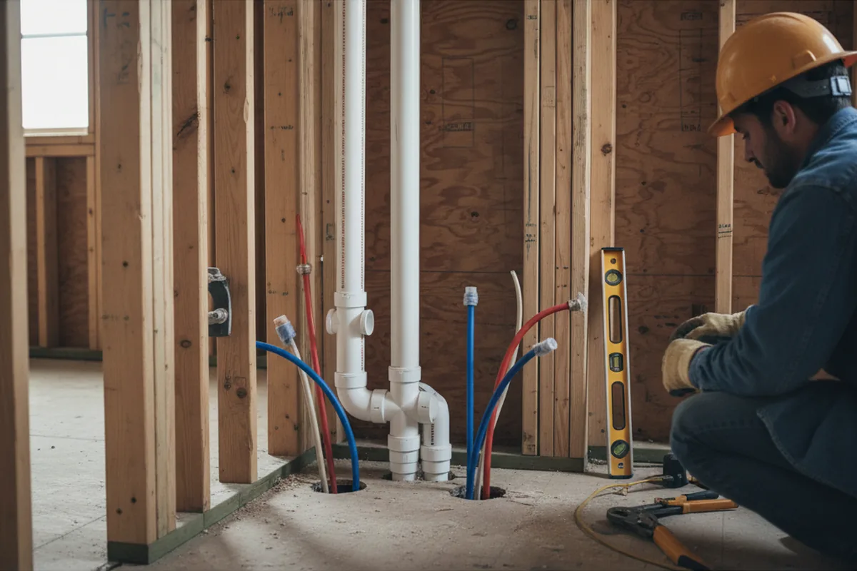 Drain and supply rough-in during Garbage Disposal Repair in Niles